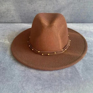 ?HP?NWOT Black Flannel Wide Brim Fedora with Double Silver Buckles Time and Tru Time and Tru | Accessories | Hpnwot Black Flannel Wide Brim  main image 2